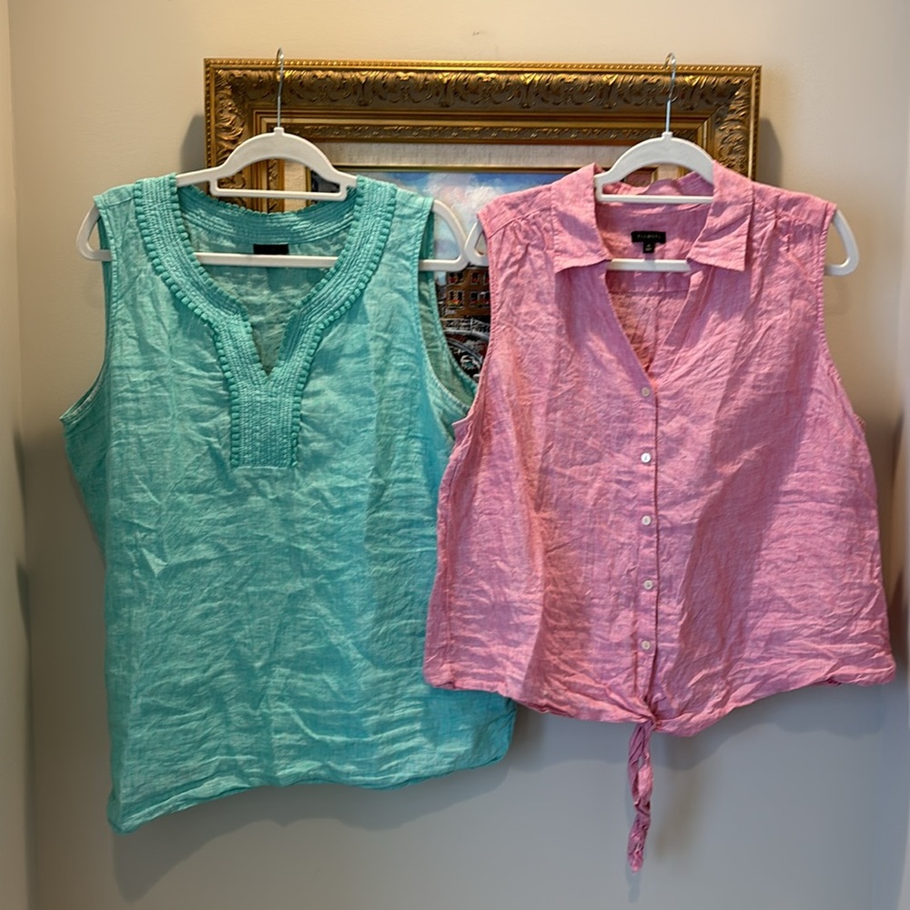 Sale! Group Of Two Talbots Linen Size Xl Tops - image 1